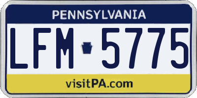 PA license plate LFM5775