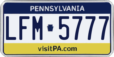 PA license plate LFM5777