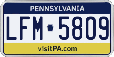 PA license plate LFM5809