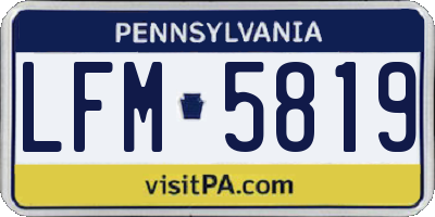 PA license plate LFM5819