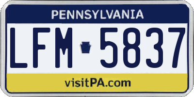 PA license plate LFM5837