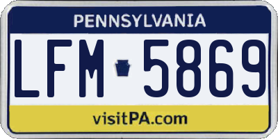 PA license plate LFM5869