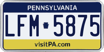PA license plate LFM5875