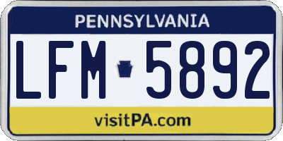 PA license plate LFM5892