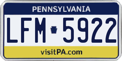 PA license plate LFM5922