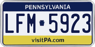 PA license plate LFM5923