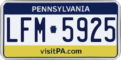 PA license plate LFM5925