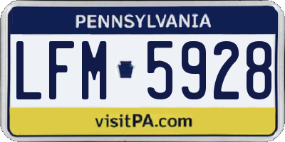 PA license plate LFM5928