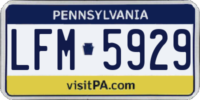 PA license plate LFM5929