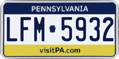 PA license plate LFM5932