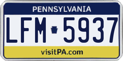 PA license plate LFM5937