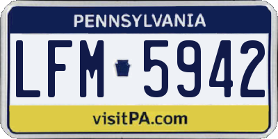 PA license plate LFM5942