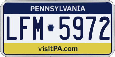 PA license plate LFM5972