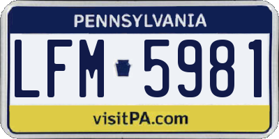 PA license plate LFM5981