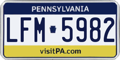 PA license plate LFM5982