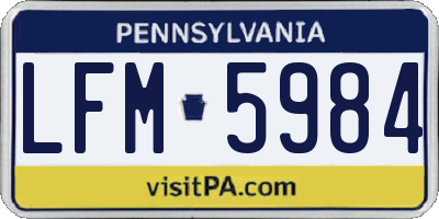 PA license plate LFM5984