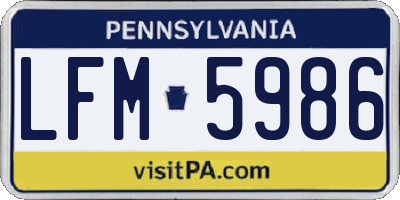 PA license plate LFM5986