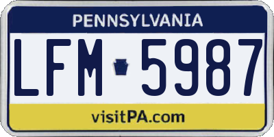 PA license plate LFM5987