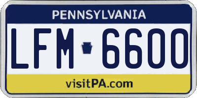 PA license plate LFM6600