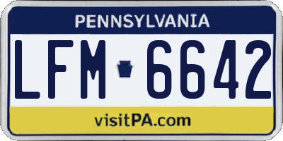 PA license plate LFM6642