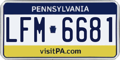 PA license plate LFM6681