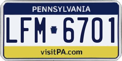 PA license plate LFM6701