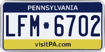 PA license plate LFM6702