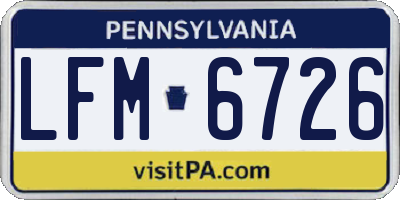 PA license plate LFM6726