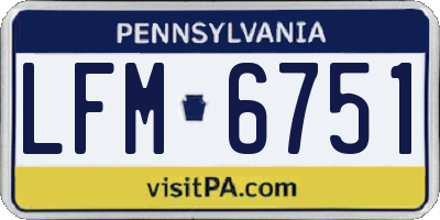 PA license plate LFM6751