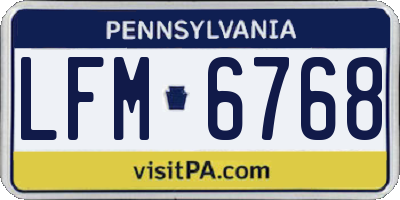 PA license plate LFM6768