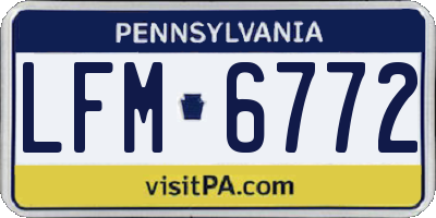 PA license plate LFM6772