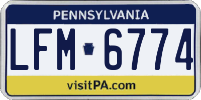 PA license plate LFM6774