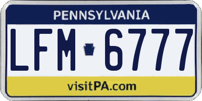 PA license plate LFM6777