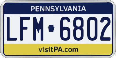 PA license plate LFM6802
