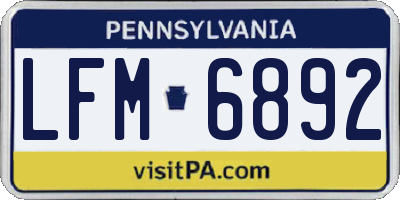 PA license plate LFM6892