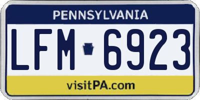 PA license plate LFM6923