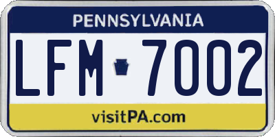 PA license plate LFM7002