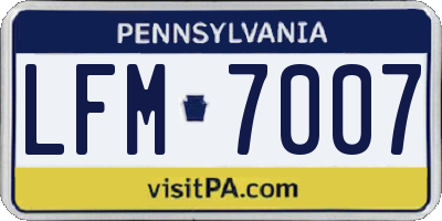 PA license plate LFM7007