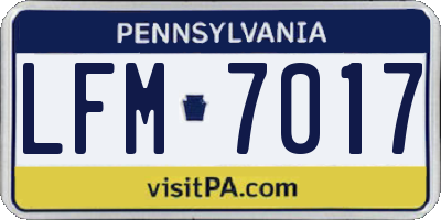 PA license plate LFM7017