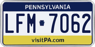 PA license plate LFM7062