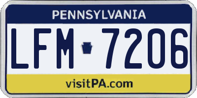 PA license plate LFM7206