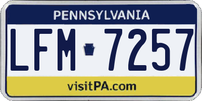 PA license plate LFM7257