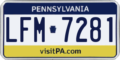PA license plate LFM7281