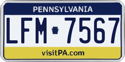 PA license plate LFM7567