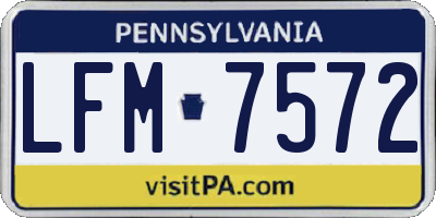 PA license plate LFM7572