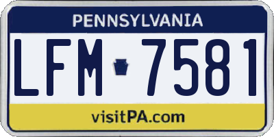 PA license plate LFM7581