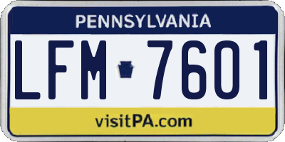 PA license plate LFM7601