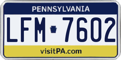 PA license plate LFM7602