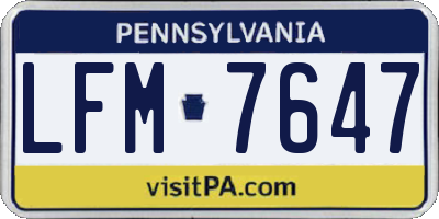 PA license plate LFM7647