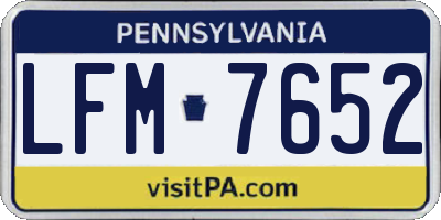PA license plate LFM7652